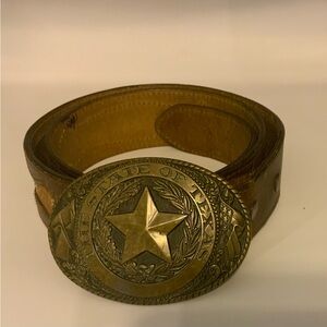 Vtg Tony Lama State of Texas Belt Buckle w/Leather Snakeskin Belt 38” Long